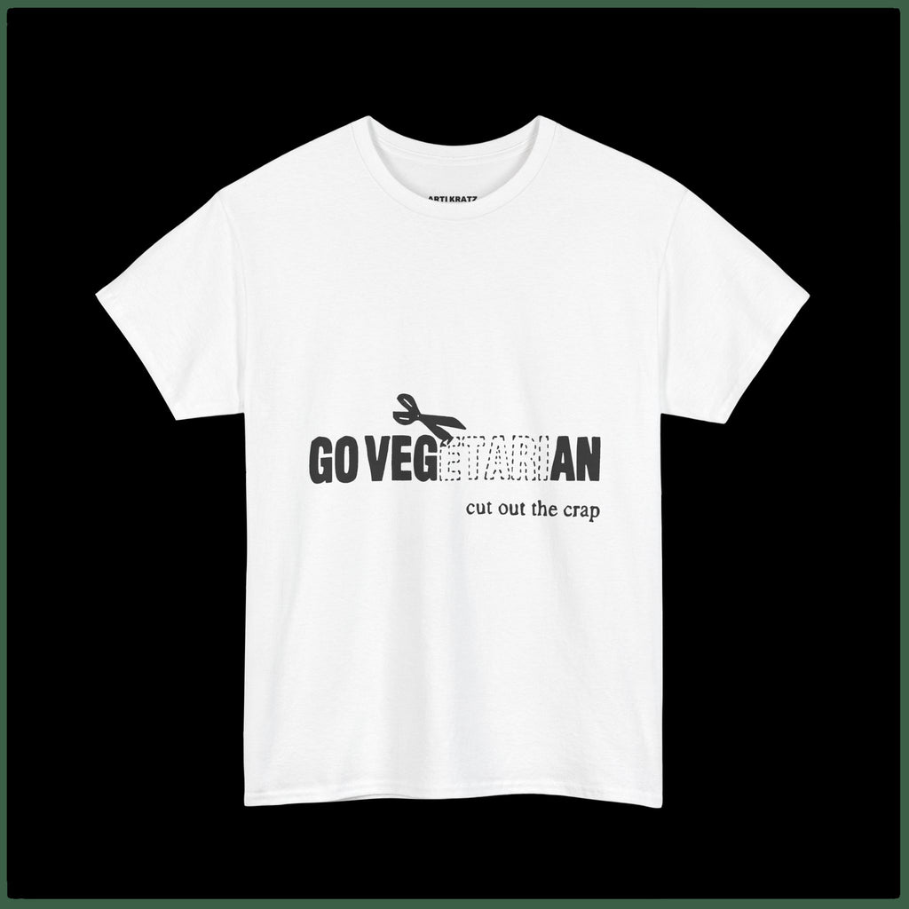 Vegetarian T‑Shirt "Go Vegetarian — Cut Out the Crap" — Eco Vegan Tee