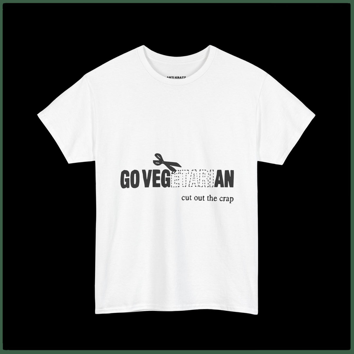 Vegetarian T‑Shirt "Go Vegetarian — Cut Out the Crap" — Eco Vegan Tee