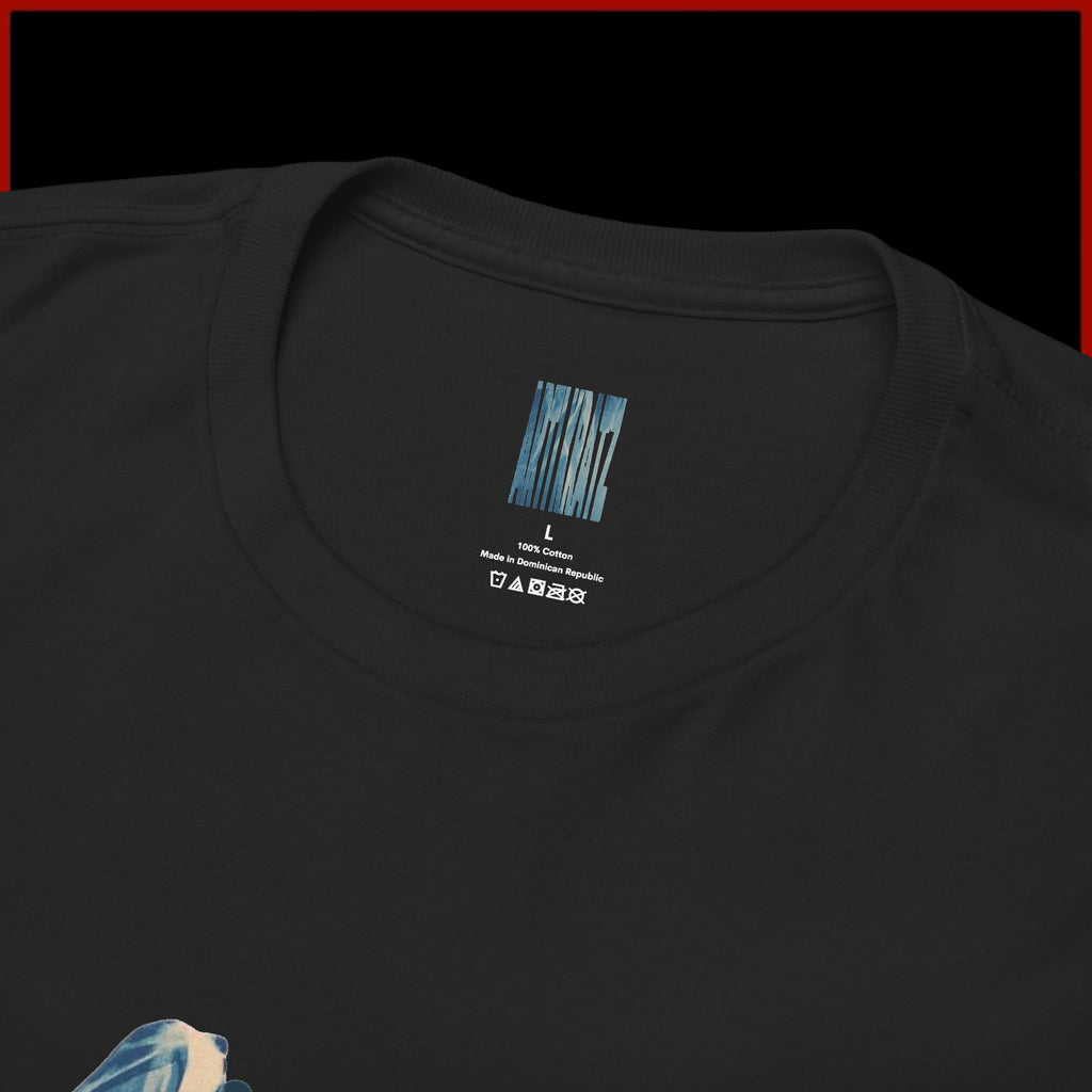 Plastic Bag Art Tee — Blue Floating Grocery Bag Graphic T‑Shirt