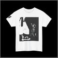 Graphic Tee — Black & White Cat with Sneakers Art Print