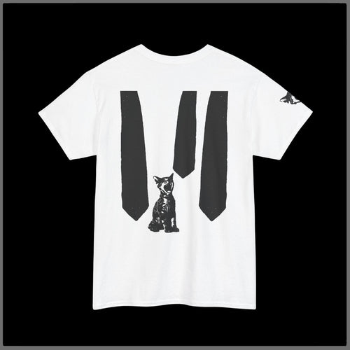Graphic Tee — Black & White Cat with Sneakers Art Print