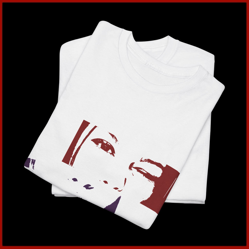 Pop Art Face Graphic Tee — Retro Collage Women's Portrait T‑Shirt